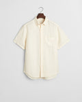 CREAM, REG GMNT DYED LINEN SS SHIRT, FLAT-LAY BY GANT AU.