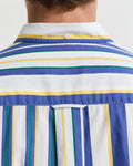 MODEL WEARING REL PRINTED STRIPE SHIRT