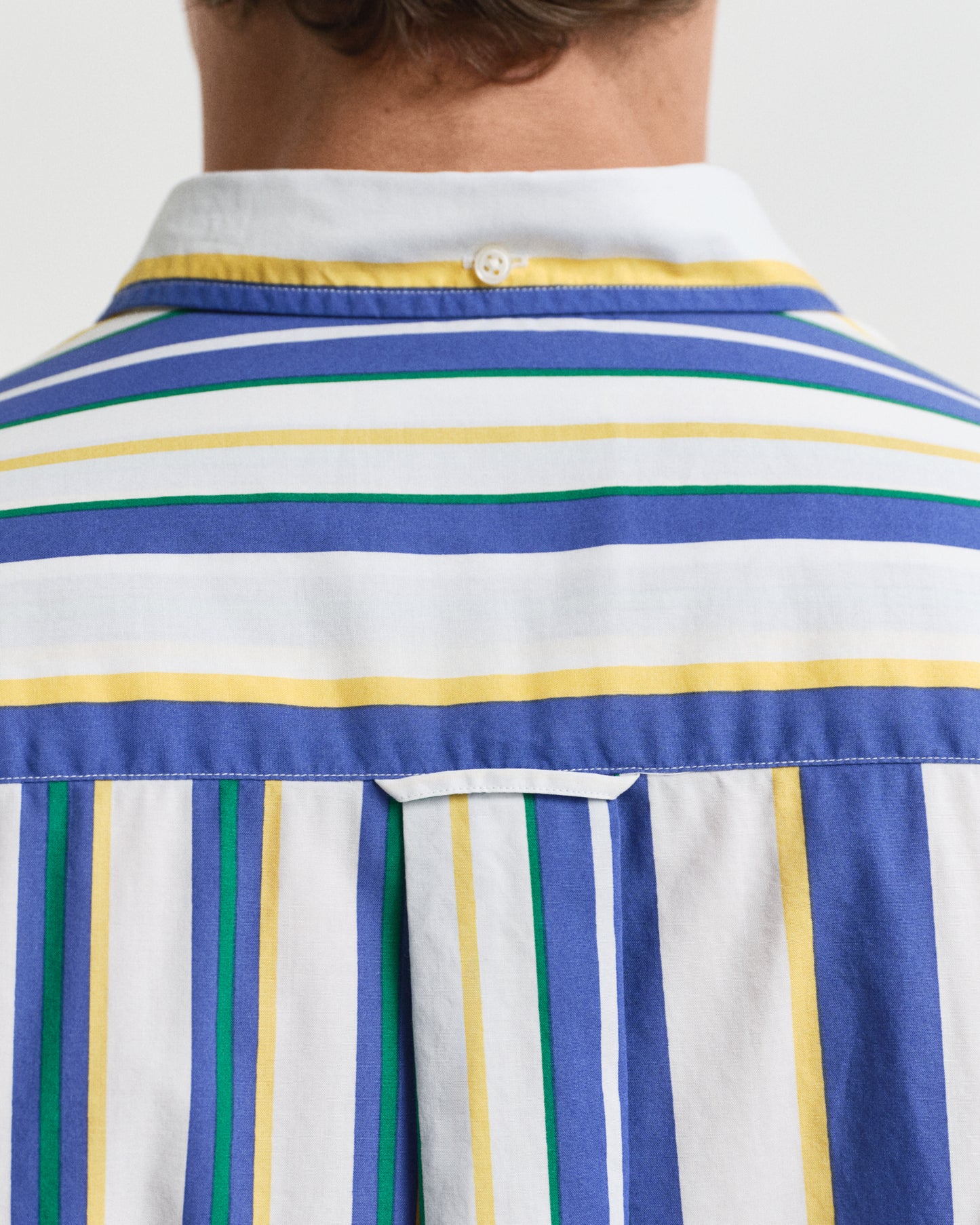 MODEL WEARING REL PRINTED STRIPE SHIRT