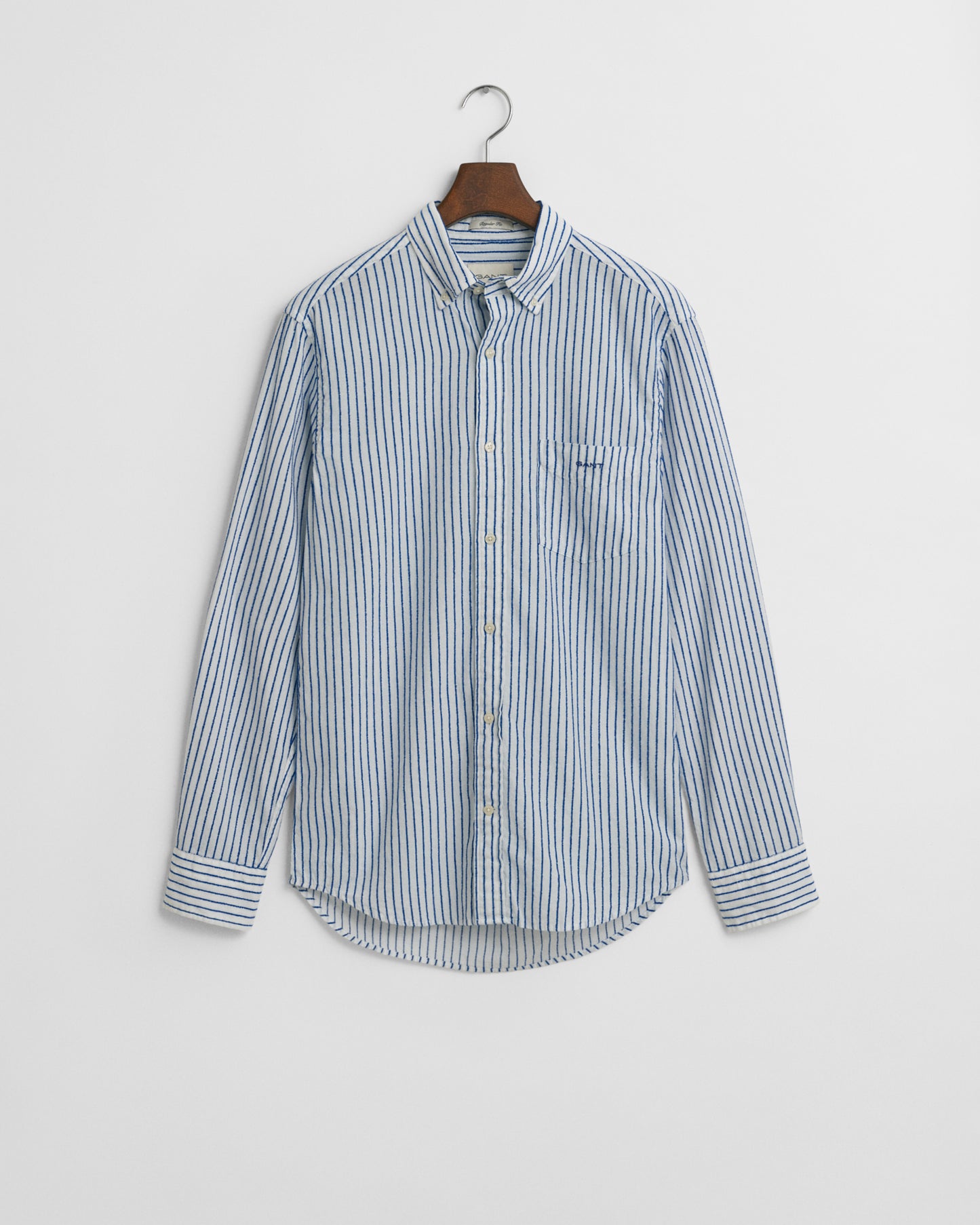 RICH BLUE, REG TEXTURE STRIPE SHIRT, FLAT-LAY BY GANT AU.