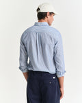 RICH BLUE, REG TEXTURE STRIPE SHIRT, BACK-VIEW BY GANT AU.