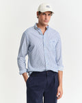 RICH BLUE, REG TEXTURE STRIPE SHIRT, FRONT-VIEW BY GANT AU.