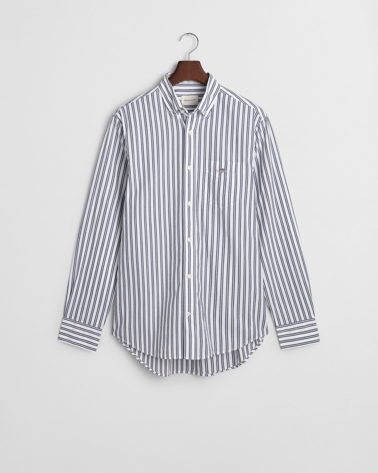WHITE, REG CLASSIC POPLIN STRIPE SHIRT, FLAT-LAY BY GANT AU.