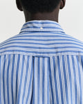 RICH BLUE, REG CLASSIC POPLIN STRIPE SHIRT, CLOSE-UP BY GANT AU.