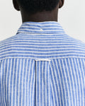 RICH BLUE, REG COTTON LINEN STRIPE SHIRT, CLOSE-UP BY GANT AU.