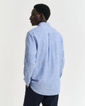 RICH BLUE, REG COTTON LINEN STRIPE SHIRT, BACK-VIEW BY GANT AU.