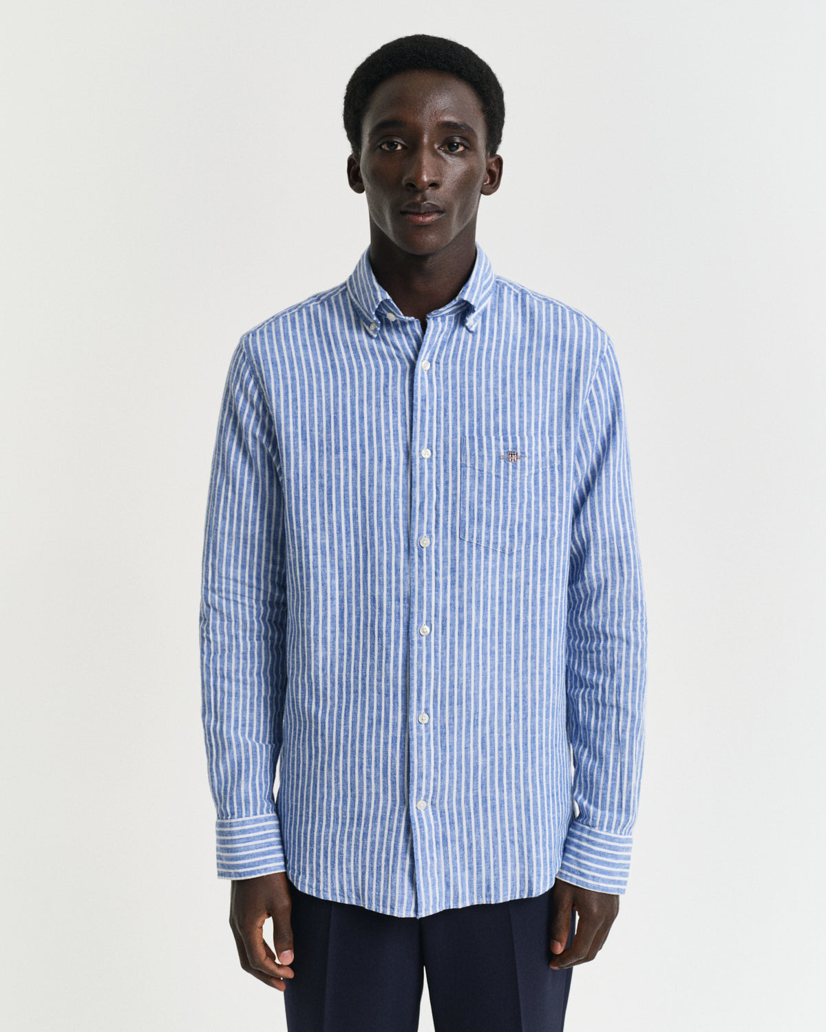 Regular Fit Striped Cotton Linen Shirt