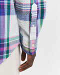 MODEL WEARING REG SEERSUCKER MADRAS SHIRT