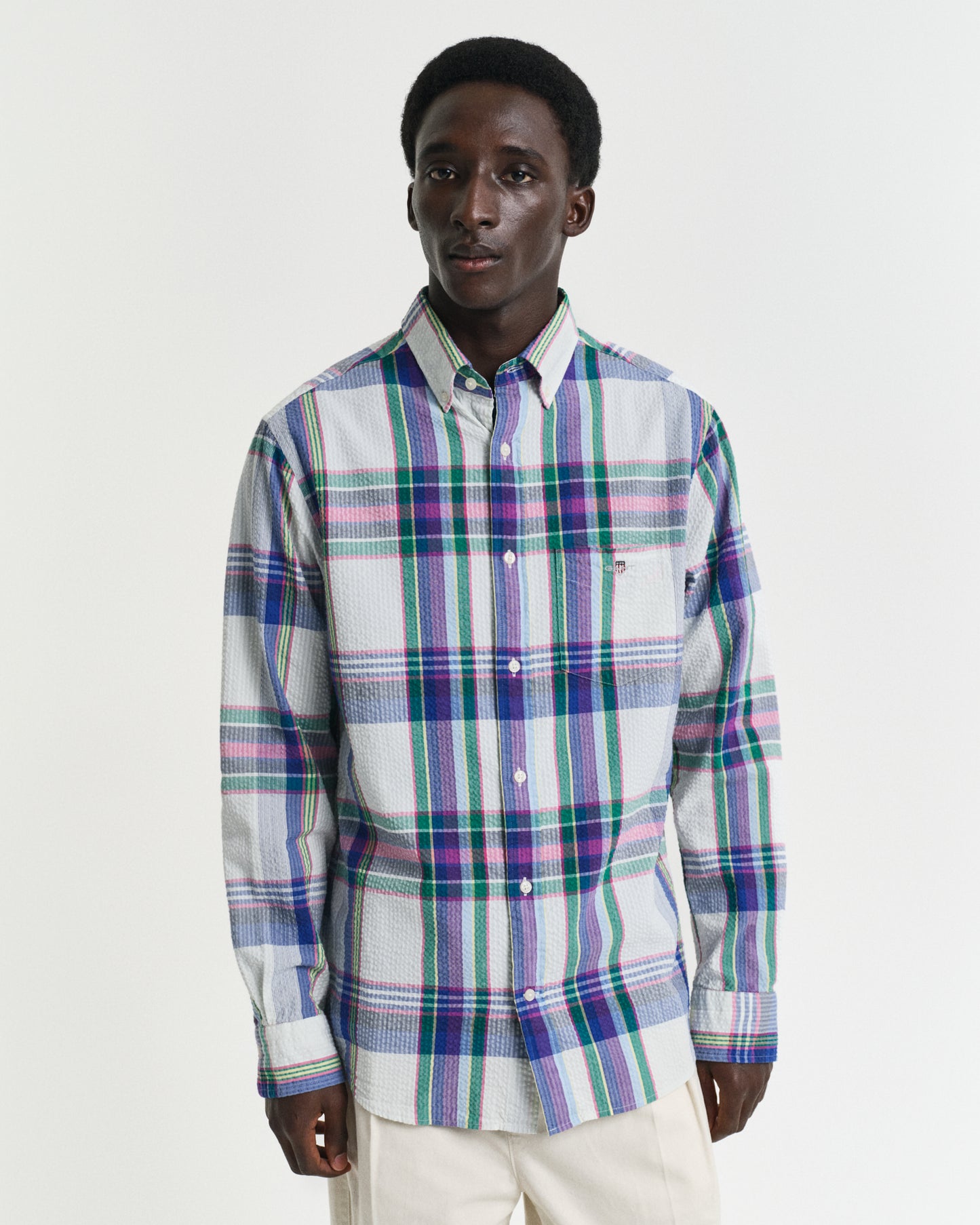 Regular Fit Seersucker Madras Shirt