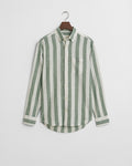 WOODY GREEN, REG COTTON LINEN BOLD STRIPE SHIRT, FLAT-LAY BY GANT AU.
