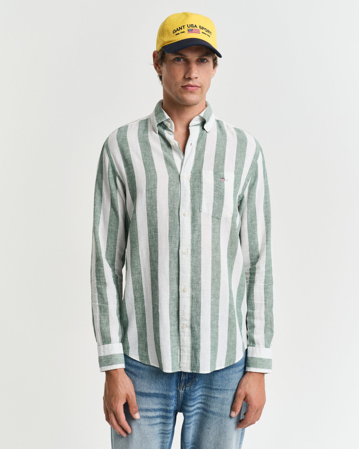 Regular Fit Bold Striped Cotton Linen Shirt