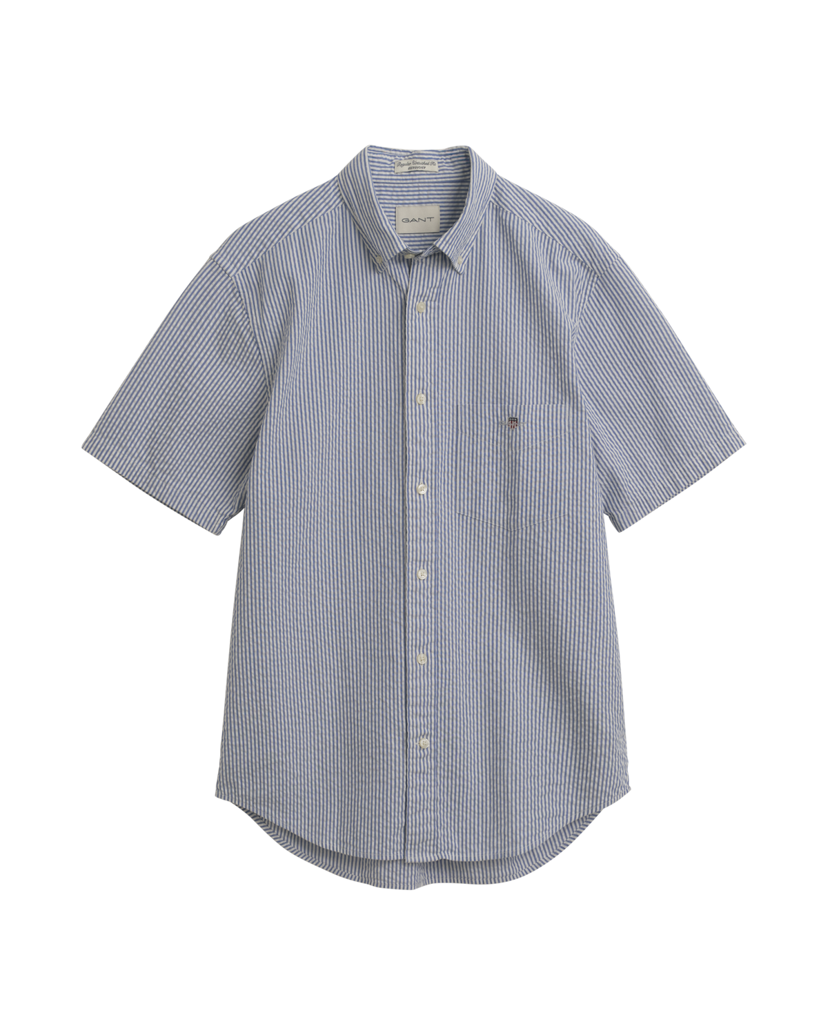 Regular Fit Striped Short Sleeve Seersucker Shirt