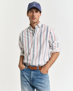 EGGSHELL, REG ARCHIVE OXFORD STRIPE, FRONT-VIEW BY GANT AU.