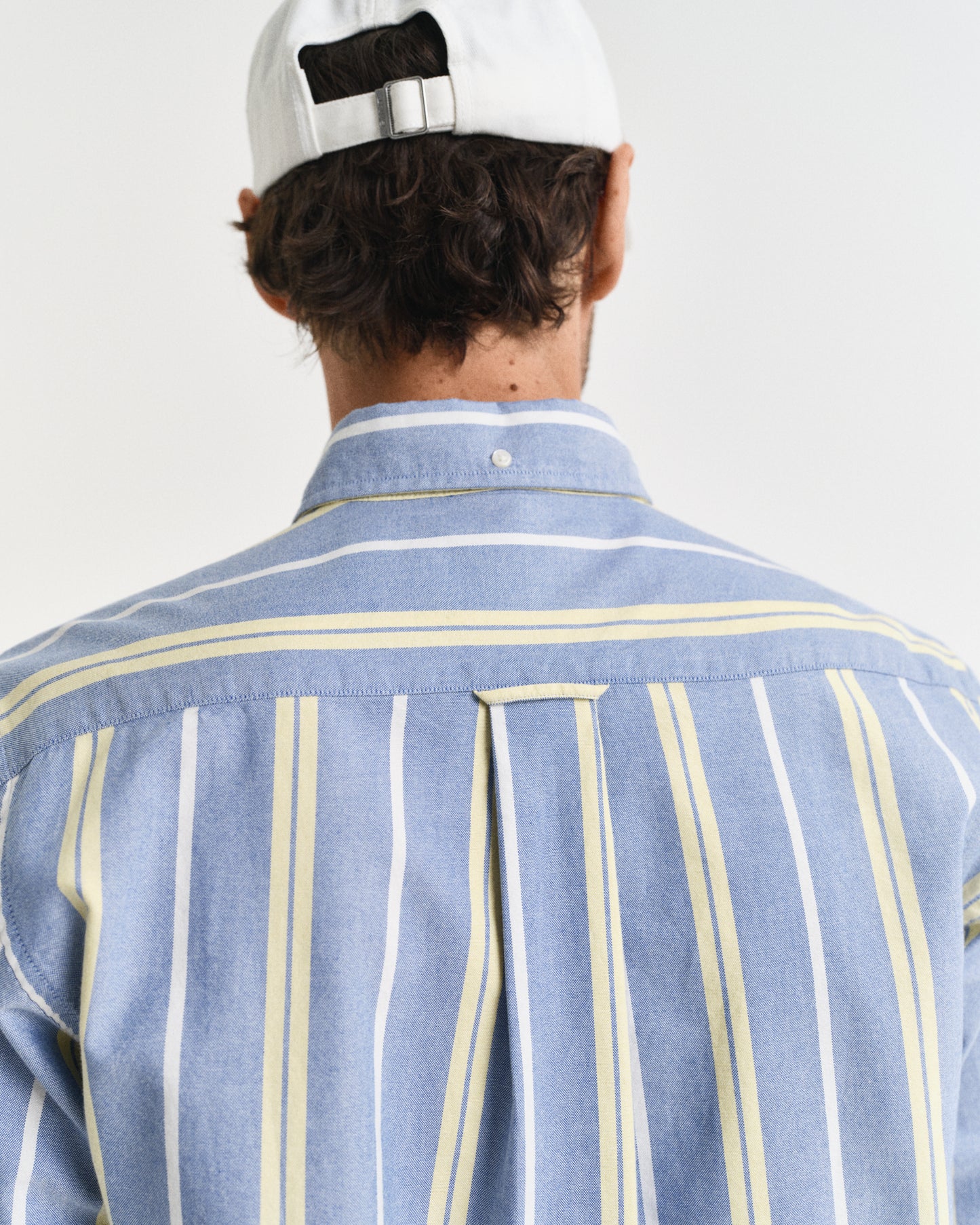 MODEL WEARING REG ARCHIVE OXFORD STRIPE