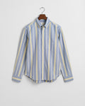 RICH BLUE, REG ARCHIVE OXFORD STRIPE, FLAT-LAY BY GANT AU.