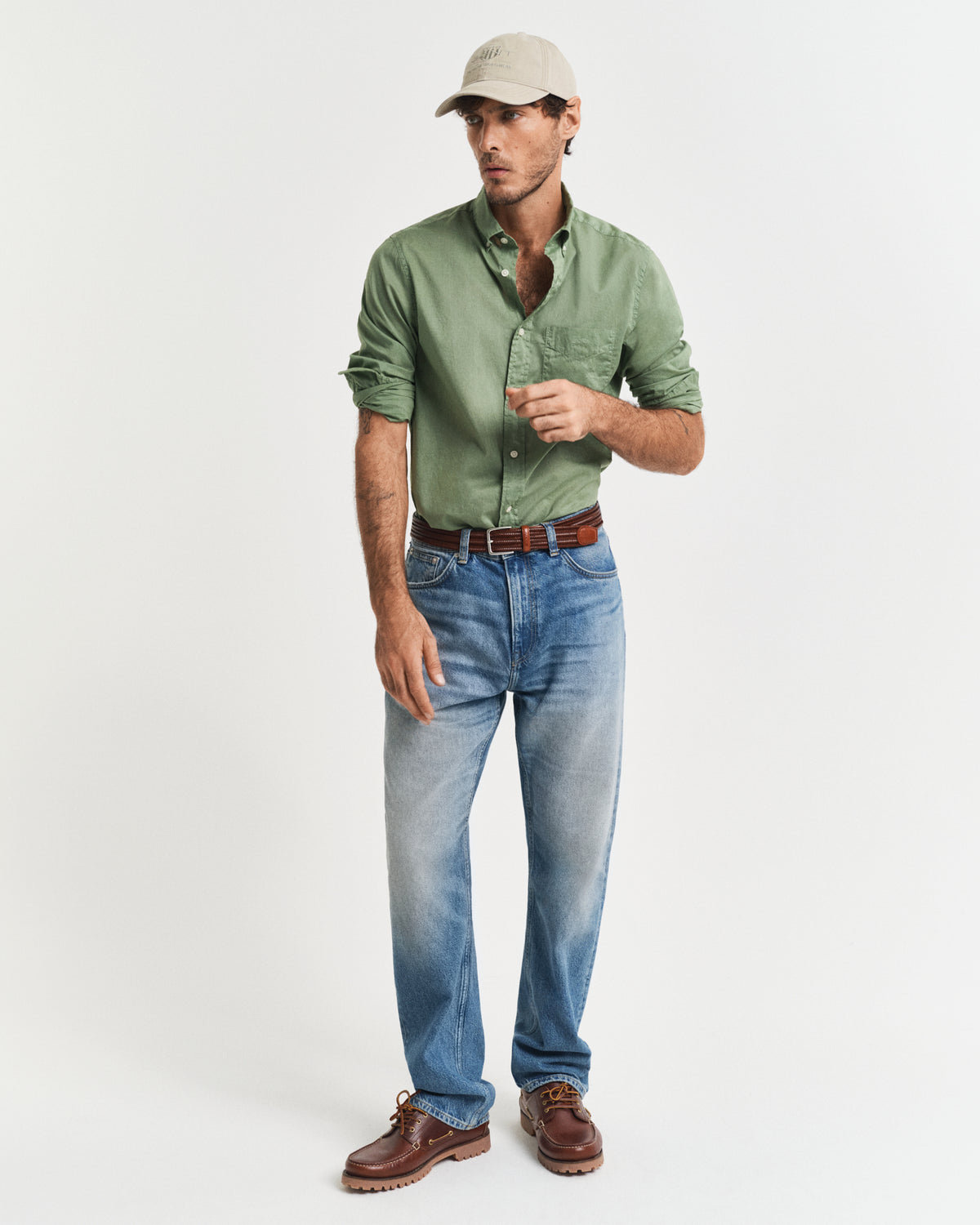 KALAMATA GREEN, REG SUNFADED VOILE SHIRT BY GANT AU.
