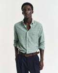 WOODY GREEN, REG COTTON LINEN SHIRT, FRONT-VIEW BY GANT AU.
