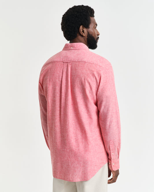 BRICK RED, REG COTTON LINEN SHIRT, BACK-VIEW BY GANT AU.