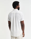 WHITE, REG COTTON LINEN SS SHIRT, BACK-VIEW BY GANT AU.