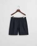 EVENING BLUE, REL LINEN BLEND PULL ON SHORTS, FRONT-VIEW BY GANT AU.