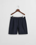 EVENING BLUE, REL LINEN BLEND PULL ON SHORTS, FRONT-VIEW BY GANT AU.