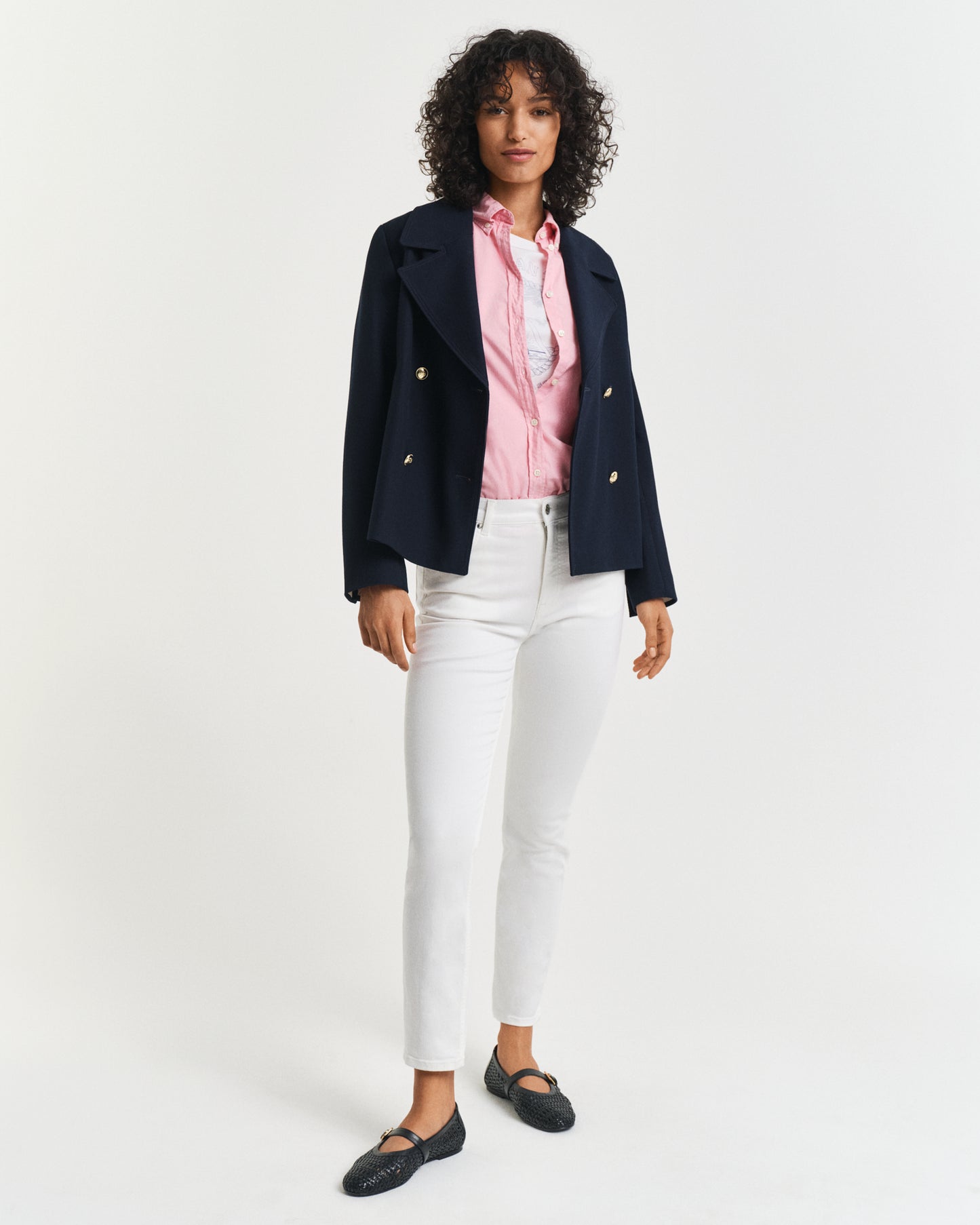 EGGSHELL, SLIM CROPPED WHITE JEANS BY GANT AU.