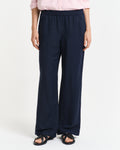 MODEL WEARING LINEN BLEND PULL ON PANTS