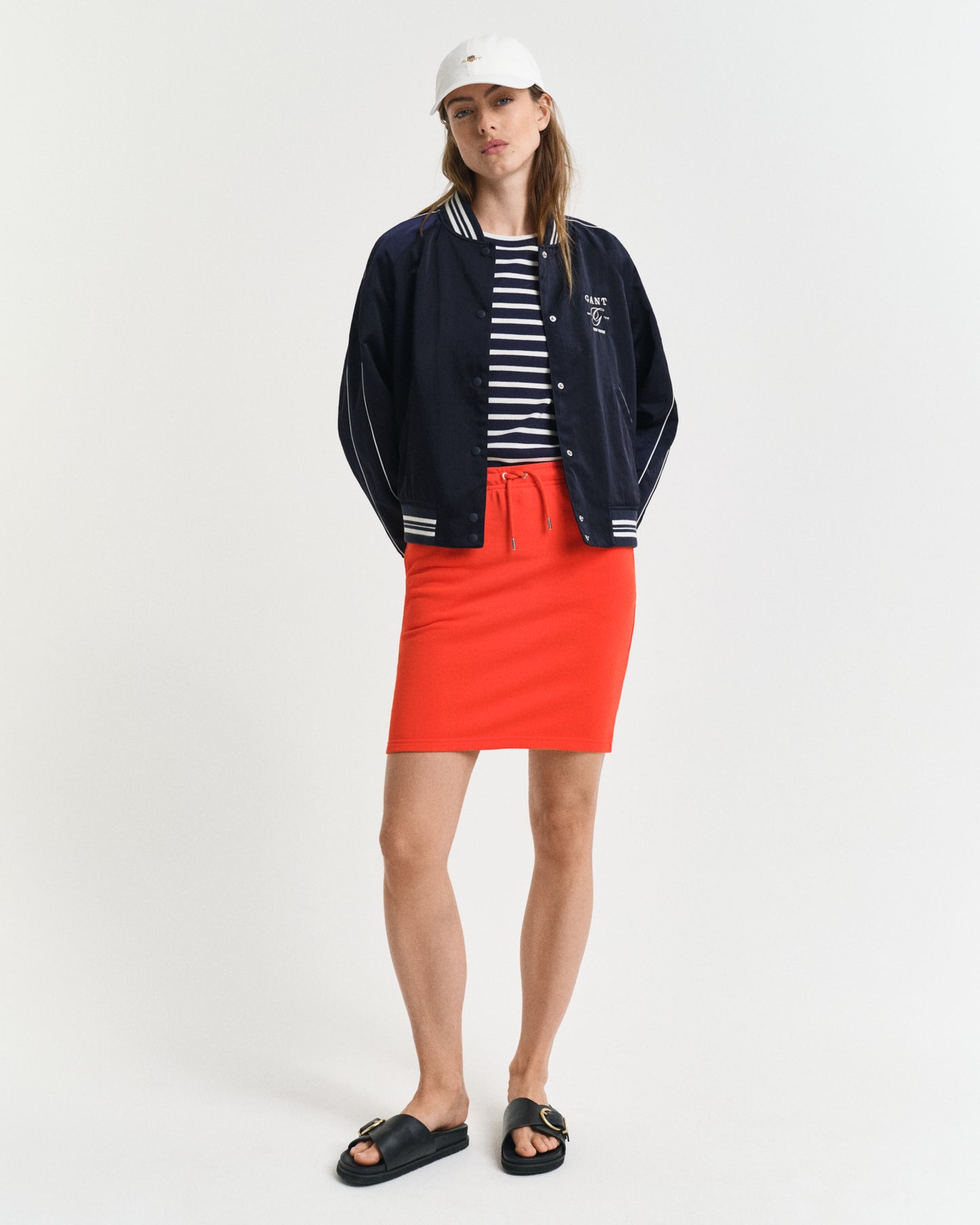 ORANGE RED, REG SHIELD JERSEY SKIRT BY GANT AU.