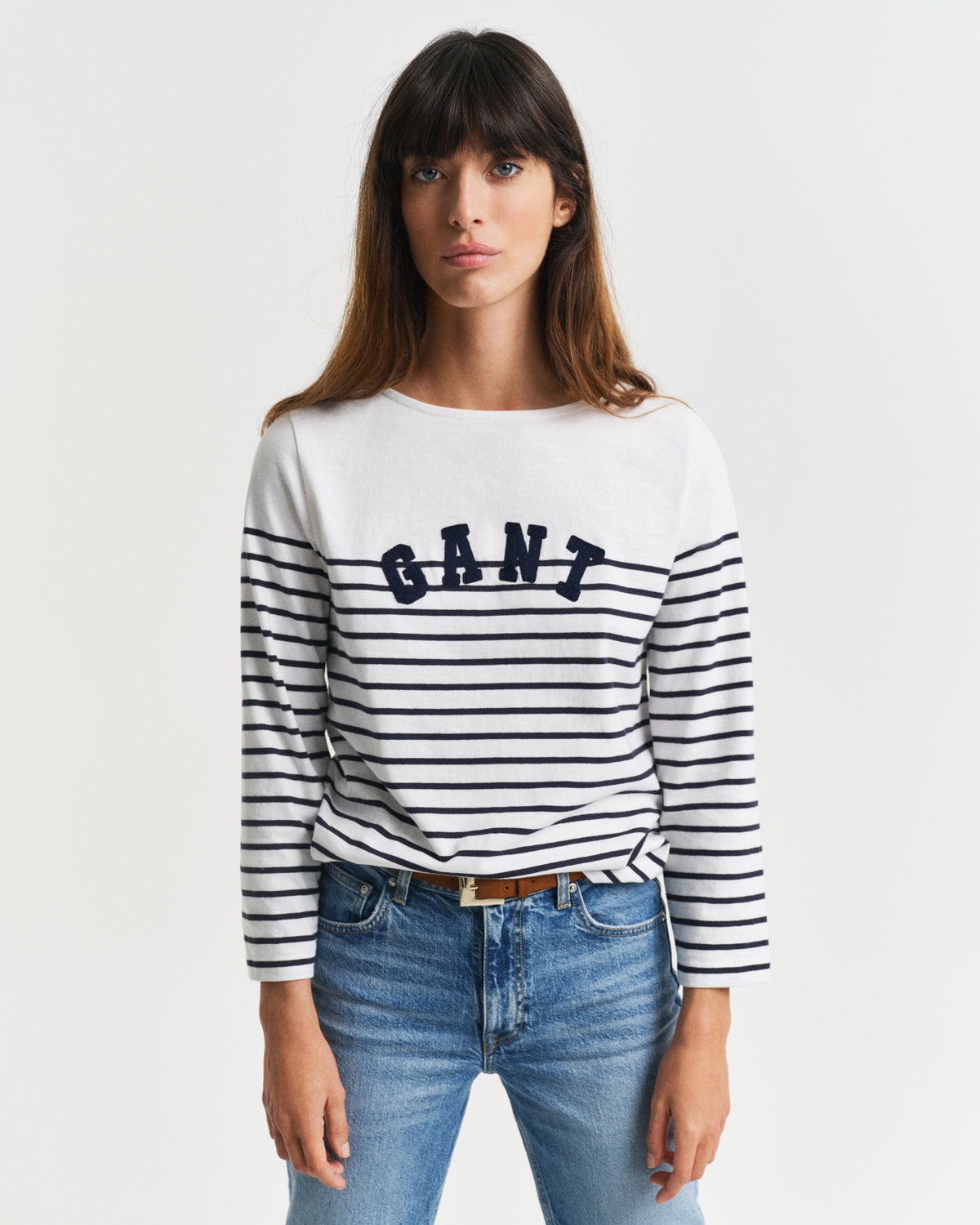 EVENING BLUE, REG BRETON BOAT NECK T-SHIRT, FRONT-VIEW BY GANT AU.