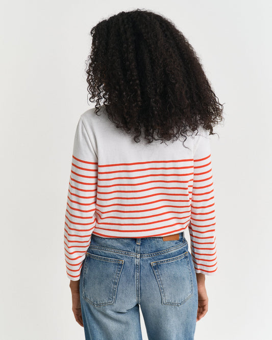 ORANGE RED, REG BRETON BOAT NECK T-SHIRT, BACK-VIEW BY GANT AU.