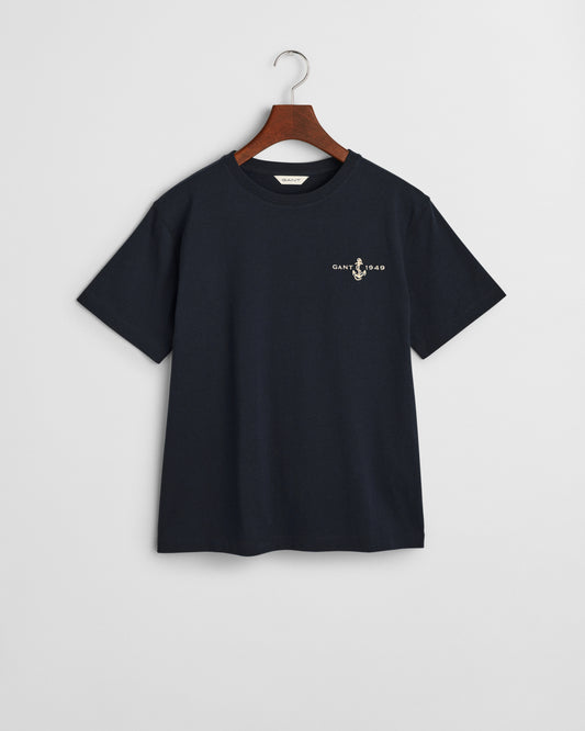 EVENING BLUE, EMBROIDERED ANCHOR SS T-SHIRT BY GANT AU.