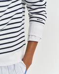 MODEL WEARING BRETON RIB HALF ZIP SWEAT