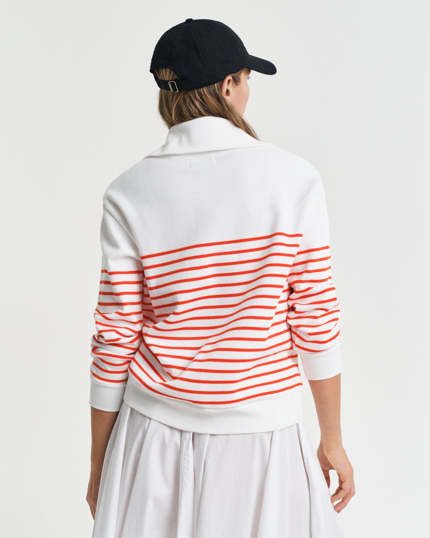 ORANGE RED, BRETON RIB HALF ZIP SWEAT, BACK-VIEW BY GANT AU.