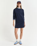 EVENING BLUE, SHIELD C-NECK SWEAT DRESS, FRONT-VIEW BY GANT AU.