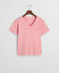 GERANIUM PINK, REG SUNFADED SS V-NECK T-SHIRT BY GANT AU.