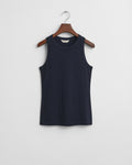 EVENING BLUE, HIGH NECK RIB TANK TOP, FLAT-LAY BY GANT AU.