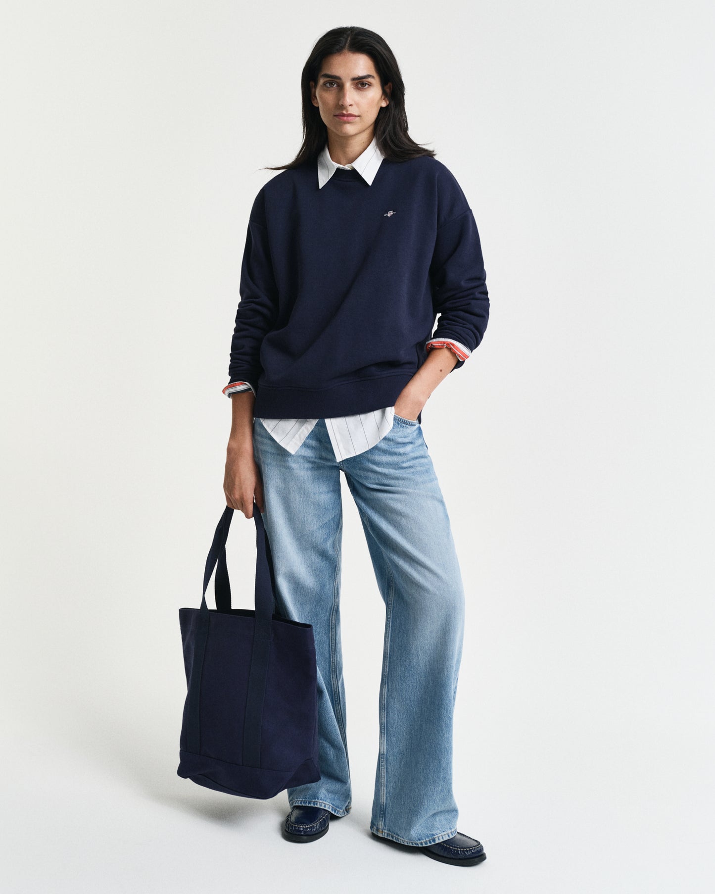 EVENING BLUE, SHIELD C-NECK SWEAT BY GANT AU.