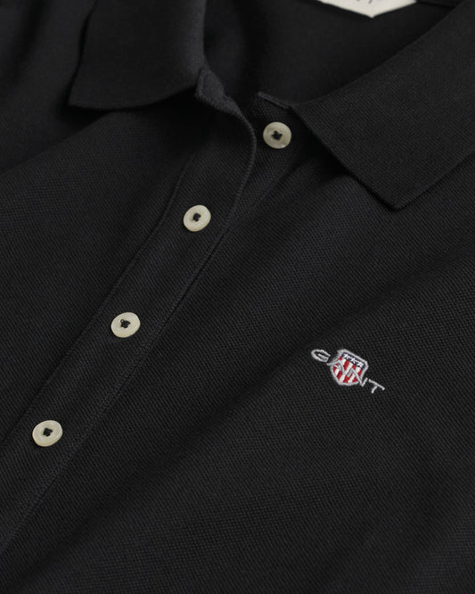 BLACK, SHIELD SS PIQUE POLO DRESS, CLOSE-UP BY GANT AU.