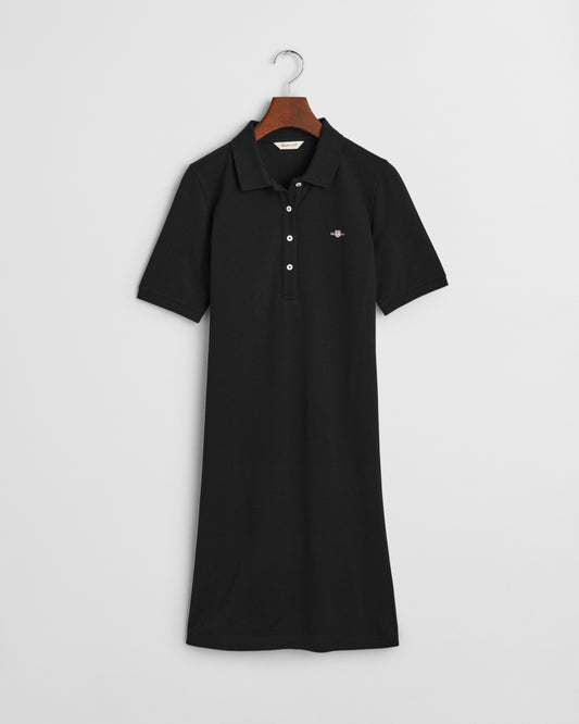BLACK, SHIELD SS PIQUE POLO DRESS BY GANT AU.