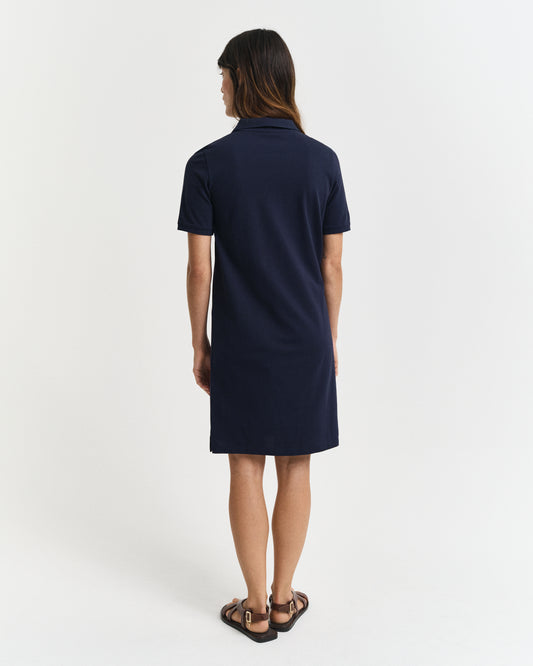 EVENING BLUE, SHIELD SS PIQUE POLO DRESS, BACK-VIEW BY GANT AU.
