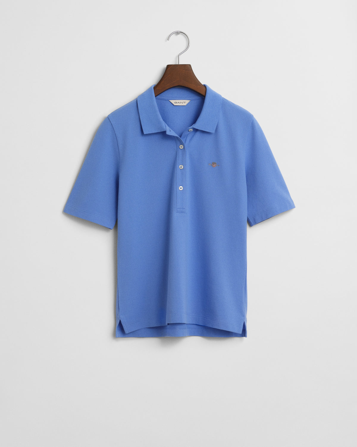 PERFECT BLUE, SLIM SHIELD SS PIQUE POLO, FLAT-LAY BY GANT AU.