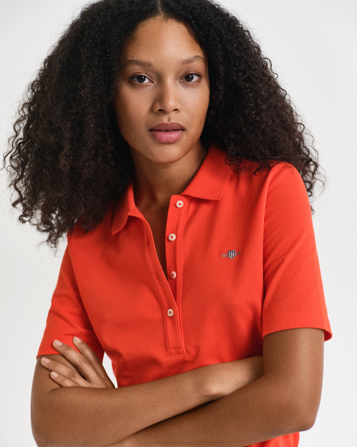 ORANGE RED, SLIM SHIELD SS PIQUE POLO, CLOSE-UP BY GANT AU.
