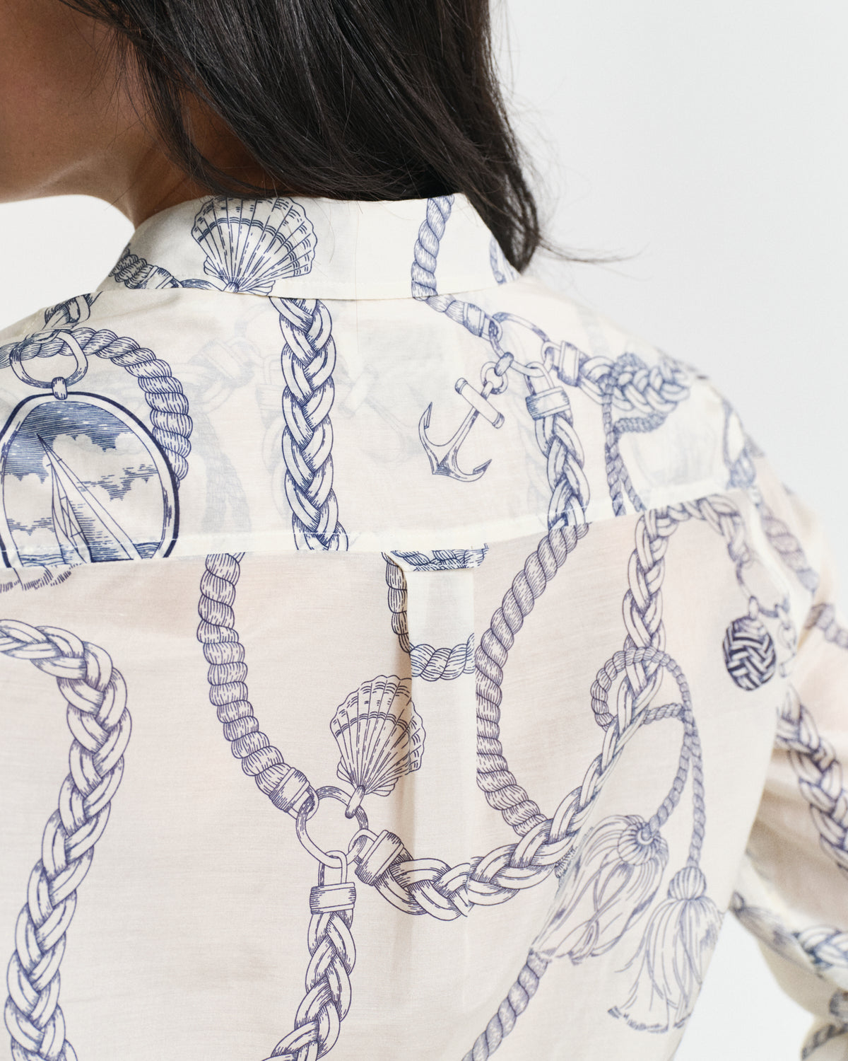 CREAM, REG SAILING PRINT COT SILK SHIRT, CLOSE-UP BY GANT AU.