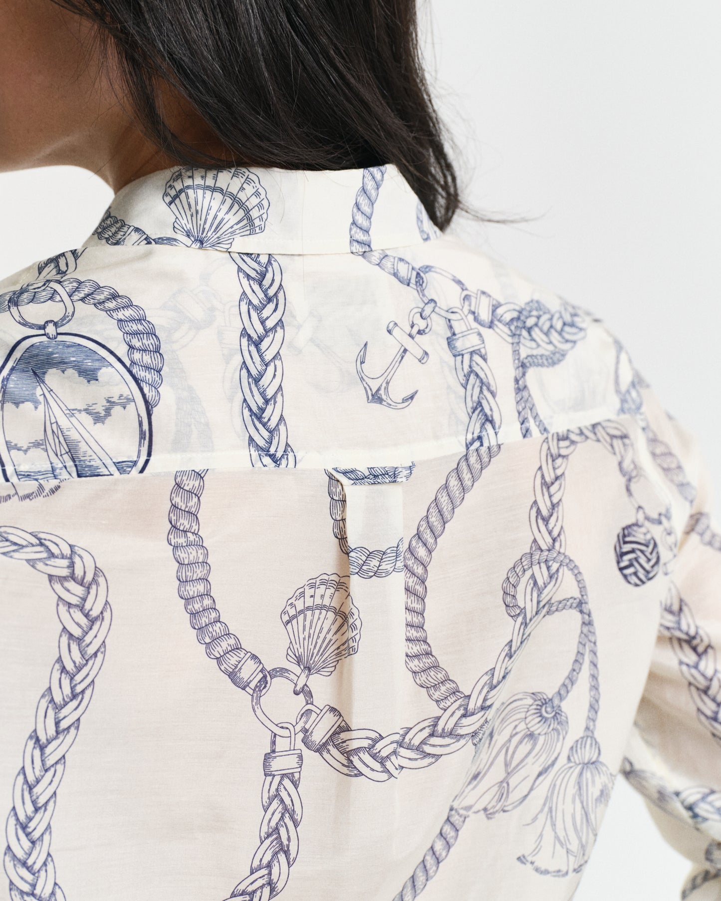 CREAM, REG SAILING PRINT COT SILK SHIRT, CLOSE-UP BY GANT AU.