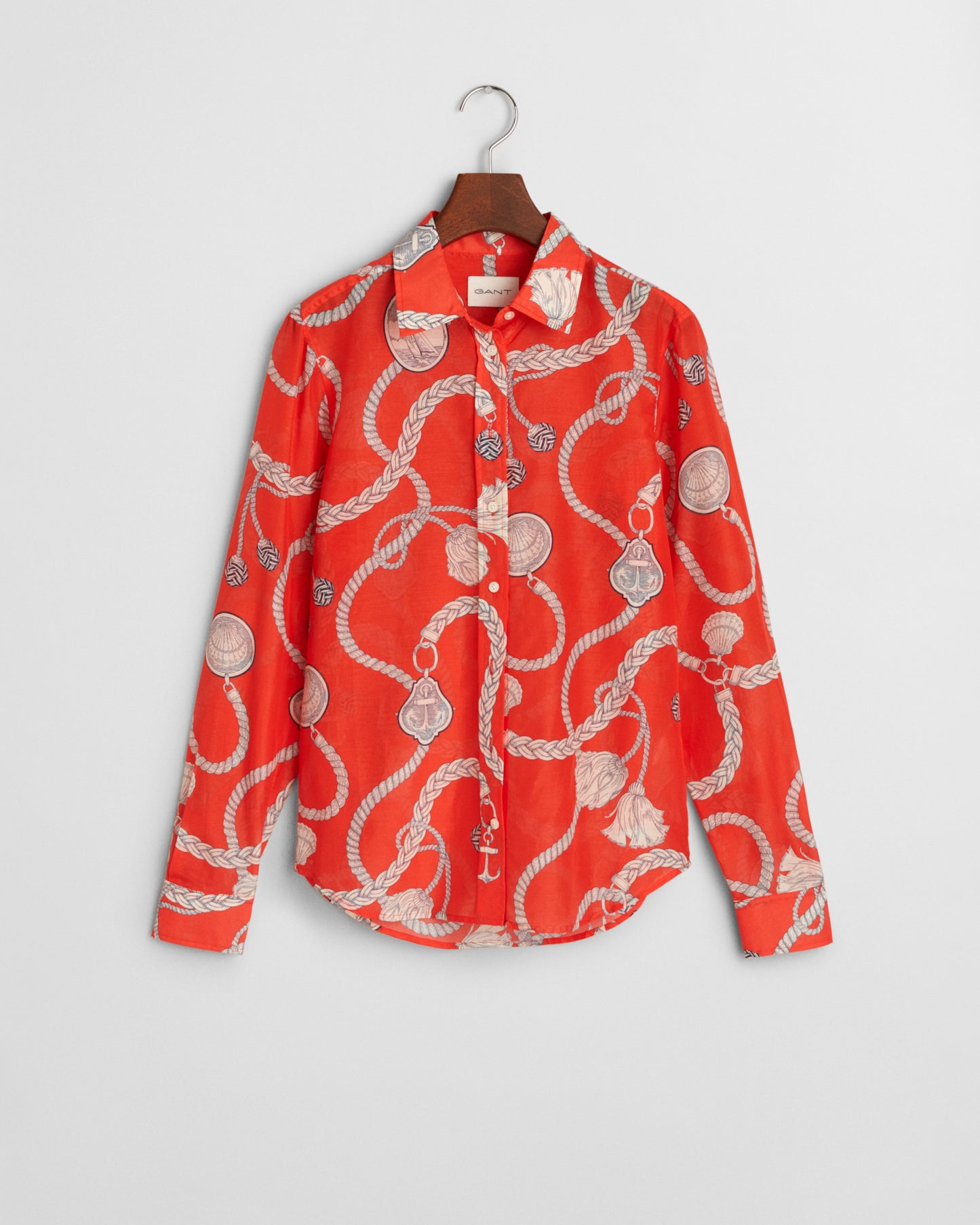 ORANGE RED, REG SAILING PRINT COT SILK SHIRT, FLAT-LAY BY GANT AU.