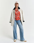 ORANGE RED, REG SAILING PRINT COT SILK SHIRT BY GANT AU.