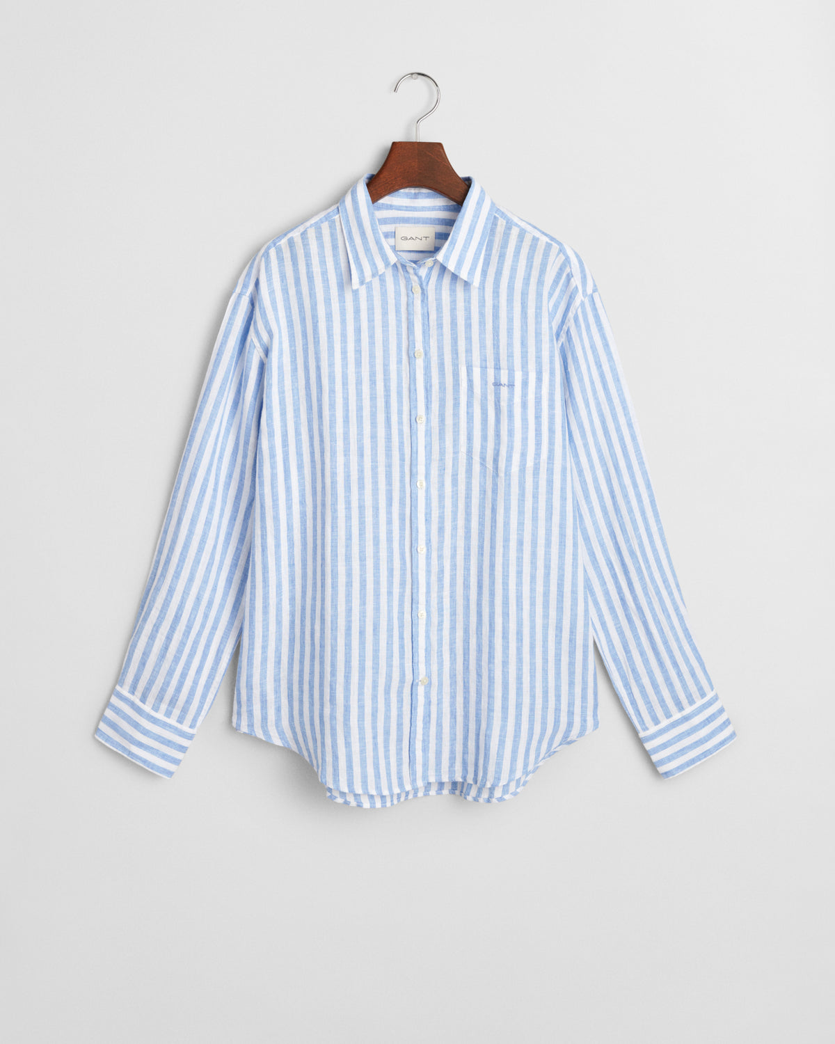 PERFECT BLUE, REL STRIPED LINEN SHIRT, FLAT-LAY BY GANT AU.