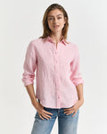 GERANIUM PINK, REG LINEN SHIRT, FRONT-VIEW BY GANT AU.