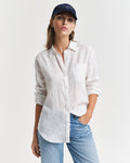 WHITE, REL LINEN SHIRT, FRONT-VIEW BY GANT AU.