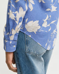 MODEL WEARING REG FLORAL PRINT LINEN SHIRT